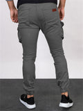 Men's Solid Close-fitting Ankle-tied Cargo Trousers