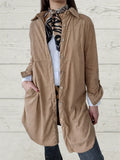 Ladies Single Breasted Leisure Pocket Corduroy Coats