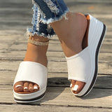 Female Contrast Color Slip-On Platform Slippers