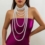 Women's Multilayer Artificial Pearls Graceful Party Necklaces