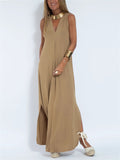 Women's V Neck Sleeveless Side Slit Simple Leisure Dress