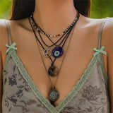 Women's 5Pcs/Set Devil's Eye Jade Pendant Necklaces