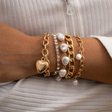 5pcs/Set Heart Imitation Pearl Bracelets for Women