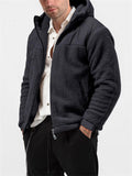 Men's Anti-Theft Zipper Pocket Patchwork Plush Lining Hooded Coat