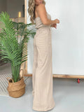 Sexy Leisure Off Shoulder Striped Wide Leg Jumpsuits for Lady