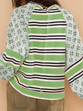 Women's Floral Striped Color Blocking Crew-neck Sweatshirt