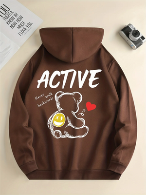 Active Bear Letter Print All-match Couple Hoodies