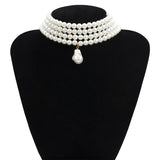 Gorgeous Imitation White Pearl Pendant Necklace for Lady