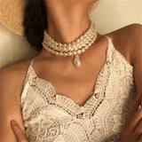 Gorgeous Imitation White Pearl Pendant Necklace for Lady