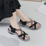 Ethnic Style Cross Strap Velcro Cozy Walking Sandals for Women