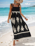 Bohemian Print Flowy Sleeveless Bustier Dress for Lady