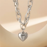 Link Chain Heart Pendant Necklaces for Ladies