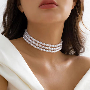 Wedding Party Multilayer Imitation Pearl Necklace for Lady