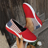 American Flag Print Cozy Canvas Loafers for Women