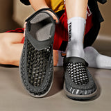 Hollow Out Beach Braided Velcro Sandals for Male