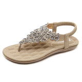 Bohemian Style Shiny Rhinestone Soft Sole Sandals for Women