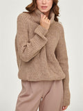 Autumn Warm Macaron Color High Collar Knitted Sweater for Lady