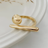 Couple Gold & Silver Semicircle Tiny Ball Opening Rings