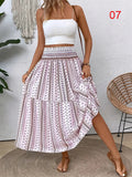 Women's Flowy Bohemian Floral Print Chiffon Long Skirt