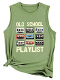 Ladies Retro Music Cassette Tape Graphic Tank Top T-shirts