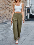 Candy Color Elastic Waist Straight-Leg Casual Pants for Women