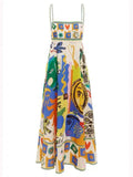 Women's Vogue Personality Graffiti Flowy Vacation Midi Sundress