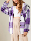 Autumn Winter Stylish Hooded Plaid Coats for Ladies