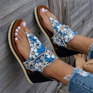 Skull & Flower & Leopard Print Back Zipper Beach Sandals for Women