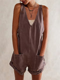 Women's Adjustable Short Denim Jumpsuits with Pockets