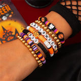 5Pcs/Set Halloween Evil Pumpkin Imitation Pearl Bead Bangles