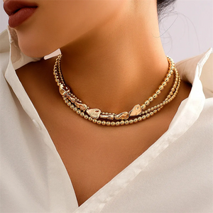 Irregular Faux Pearls Mini Beads Layered Necklaces