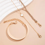 3Pcs/Set Elegant Flower Rhinestone Chain Bracelets for Lady