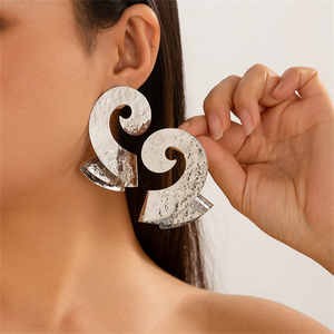 Female Irregular Curved Wave Shaped Pierced Earrings