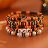 5Pcs/Set Halloween Evil Pumpkin Imitation Pearl Bead Bangles