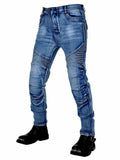 Men's Kevlar Stretchy Retro Motorcycle Jeans with Knee & Hip Protector