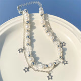 Fashion Star Pendant Imitation Pearls Necklace for Women