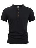 Men's Casual Short Sleeve Slim Fit Henley Shirt for Summer