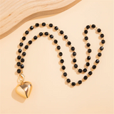 Faceted Black Beads Heart Necklaces for Ladies