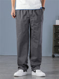 Simple Loose Men's Large Size Elastic Waist Cargo Pants