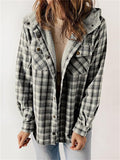 Women's Winter Checked Hooded Thermal Coat with Plush Lined