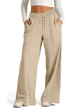 Solid Color Wide Leg Sporty Trousers for Ladies