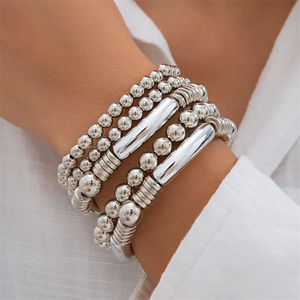 Unisex 5pcs/Set Round Beads Daily Wear Bracelets