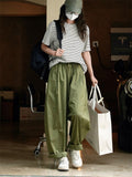 Ladies Summer Casual Light Spliced Wide-Leg Pants