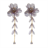 Transparent Acrylic Flower Petals Tassel Drop Earrings for Lady