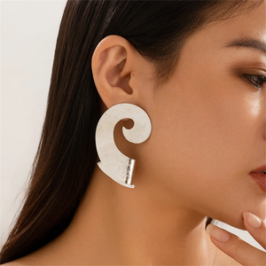 Female Irregular Curved Wave Shaped Pierced Earrings