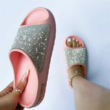 Cute Rhinestone Soft Thick Sole Summer Slides Slippers for Women