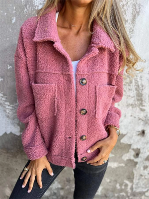 Macaron Color Fluffy Plush Single Breasted Coat for Women