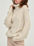 Autumn Warm Macaron Color High Collar Knitted Sweater for Lady