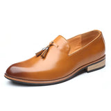 Men's Vintage Glossy Pointed Toe Tassel Dress Shoes