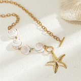 Ladies Conch OT Buckle Starfish Imitation Pearl Necklaces